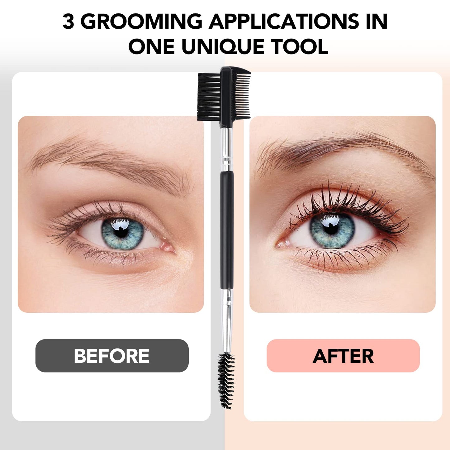 3 Head Eyebrow Eyelash Shaper Eyelash Comb Double Head Brush Makeup Grooming Tool cosmetic with 3 Different Spoolie Brushes for Separating Lashes Beauty & Personal Care MUIIGOOD