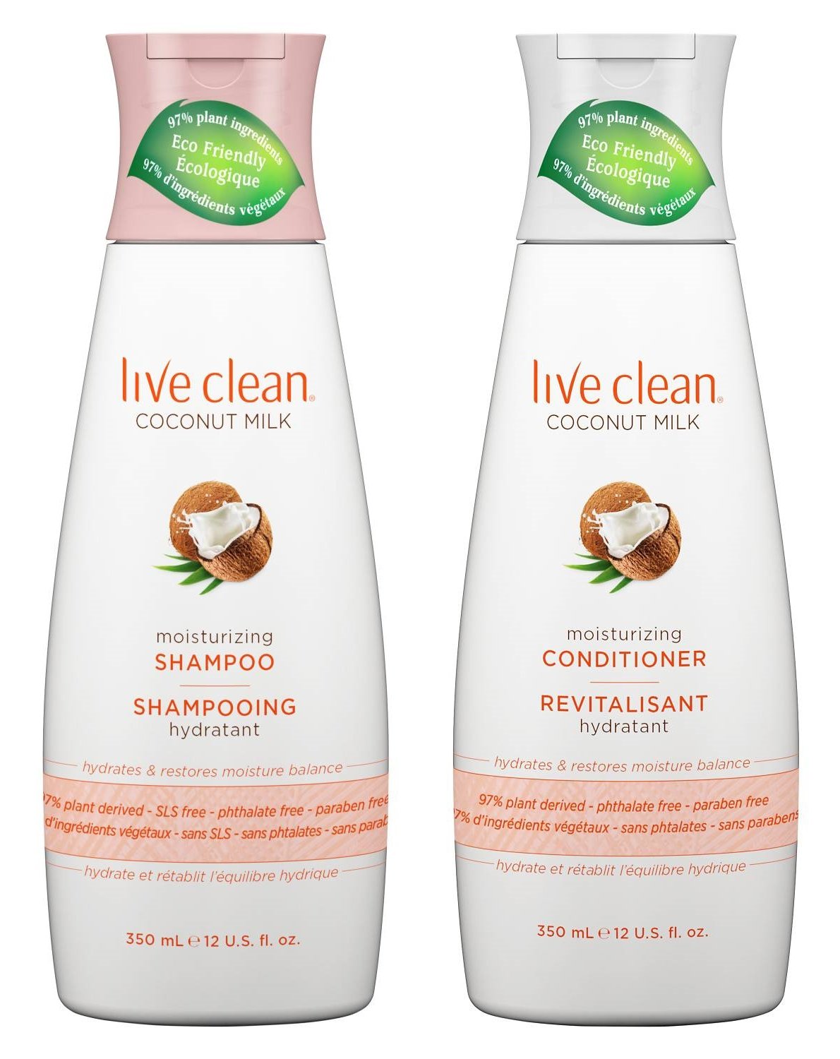 Live Clean Coconut Milk Moisturizing Shampoo and Conditioner, 12 oz each with Certified Organic Coconut Extract and Oil, Petrolatum-free Beauty & Personal Care Live Clean