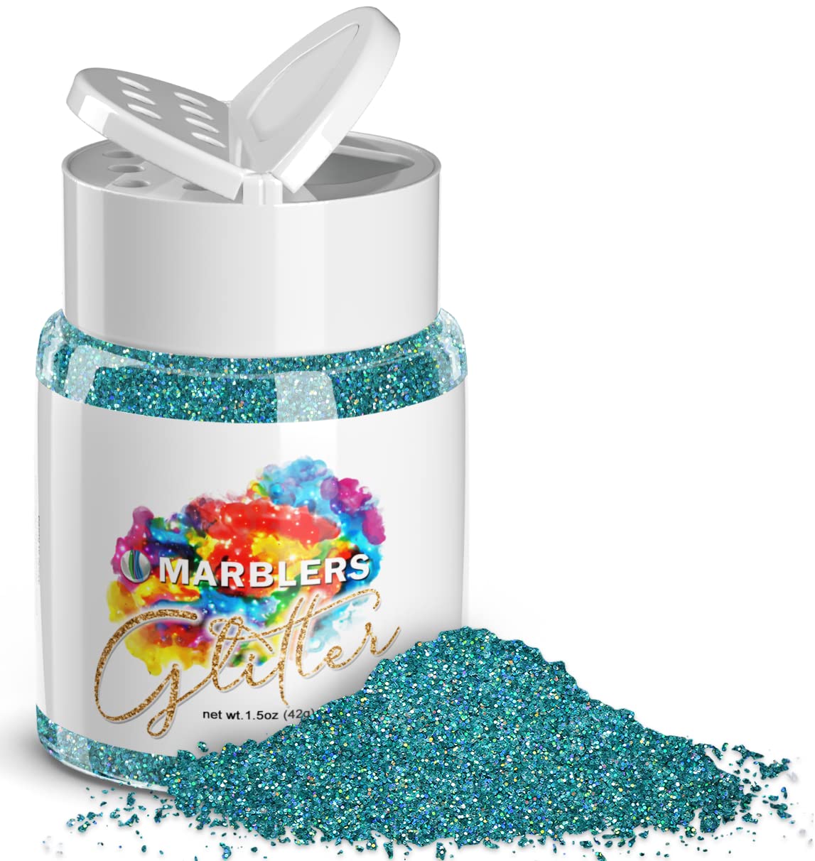 MARBLERS Holographic Glitter [Holo Teal] 1.5oz (42g) | Fine | Non-Toxic, Vegan, Cruelty-Free | Face, Body, Eyeshadow, Hair, Festival, Party Makeup | Beauty & Personal Care MARBLERS