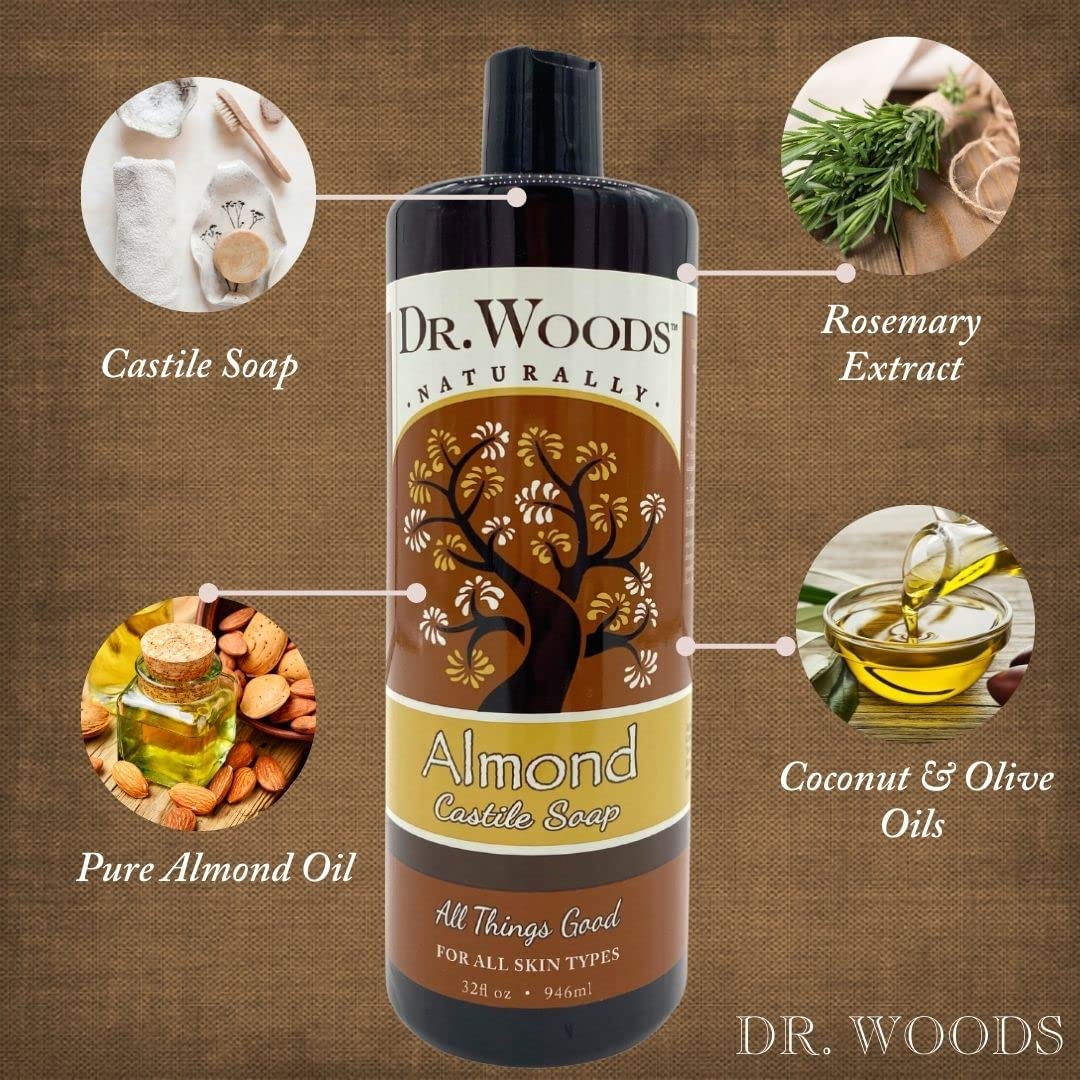 Dr. Woods Pure Almond Castile Soap 32 oz (Pack of 6) Beauty & Personal Care Dr. Woods