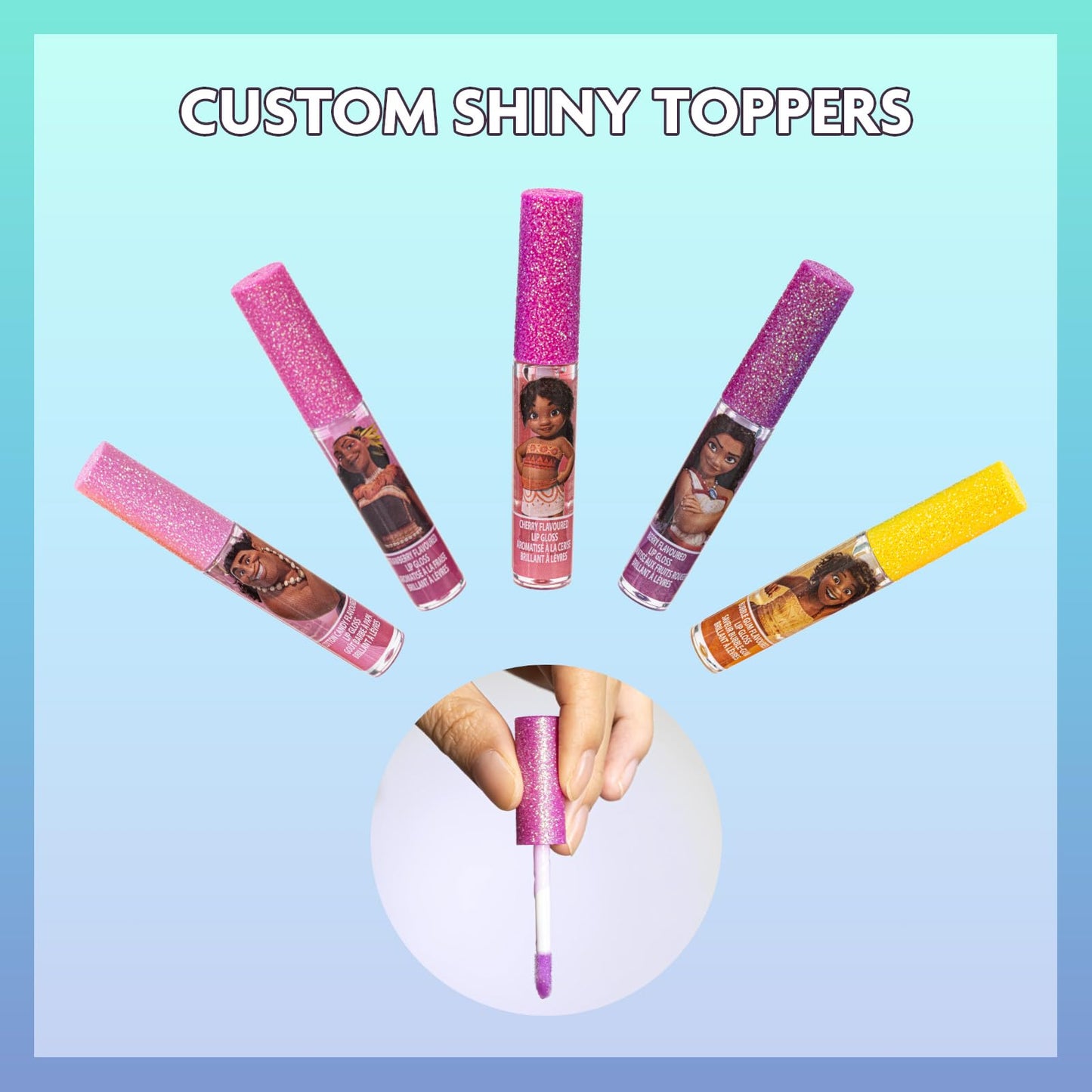 Disney Moana 7 Piece Plant Based Lip Gloss, Girls Party Favors, First Makeup Set for Girl, Perfect for Parties, Sleepovers, and Birthday Gifts, Ages Beauty & Personal Care Townley Girl