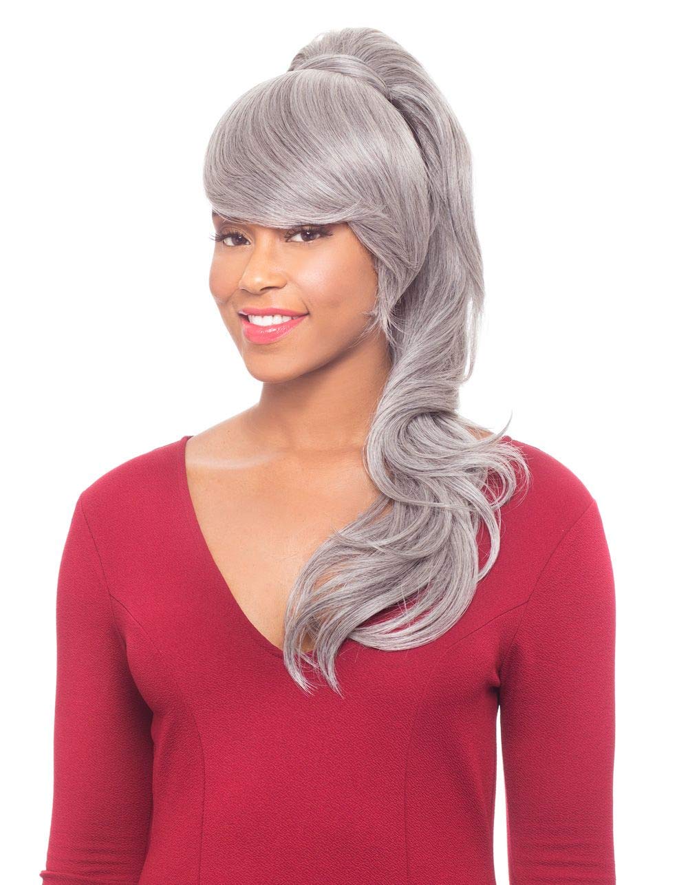 Foxy Silver (Duet03) - Heat Resistant Fiber Bang & Ponytail in 280