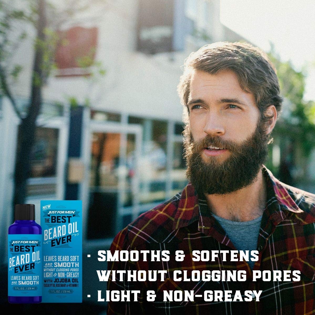 Just For Men The Best Beard Oil Ever, Supports Growth, Made with Vitamin E, Eucalyptus, Rosemary, and Jojoba Oil, Smoothes and Softens without Beauty & Personal Care Just for Men