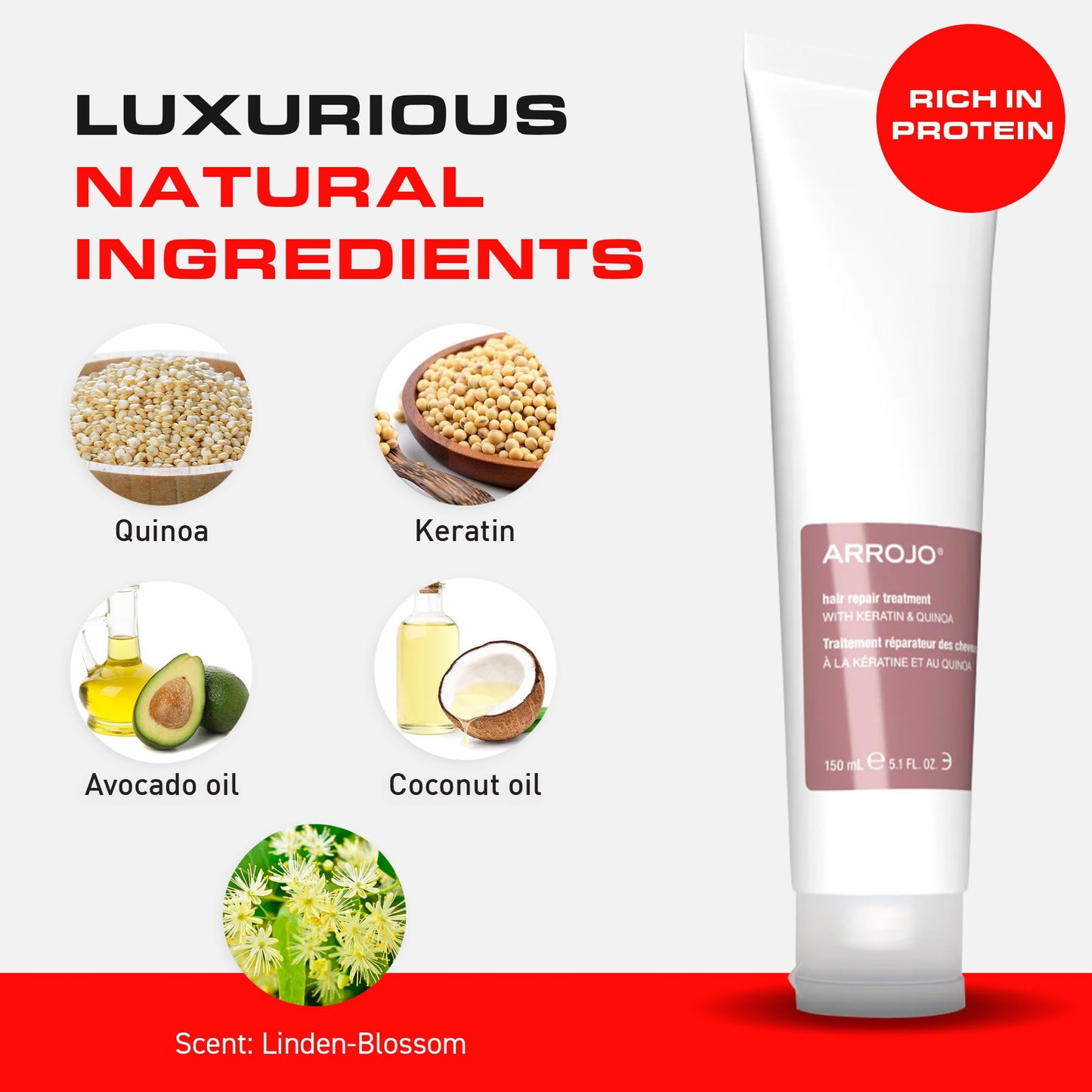 Arrojo Hair Repair Treatment, 5.1 fl oz - Cruelty-Free, Paraben-Free Sulfate-Free Hair Conditioner Mask with Keratin, Avocado & Coconut Oil - Ideal Beauty & Personal Care ARROJO