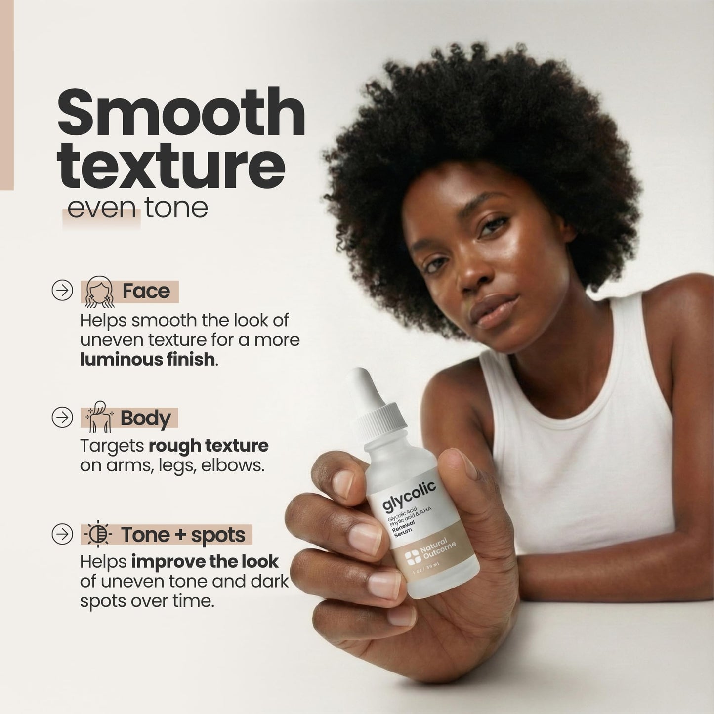 Natural Outcome Glycolic Acid/AHA 12% Renewal Serum | Anti-Aging Exfoliating Facial Serum | Increases Cell Turnover Leaving Behind Smoother Skin | Beauty & Personal Care natural outcome
