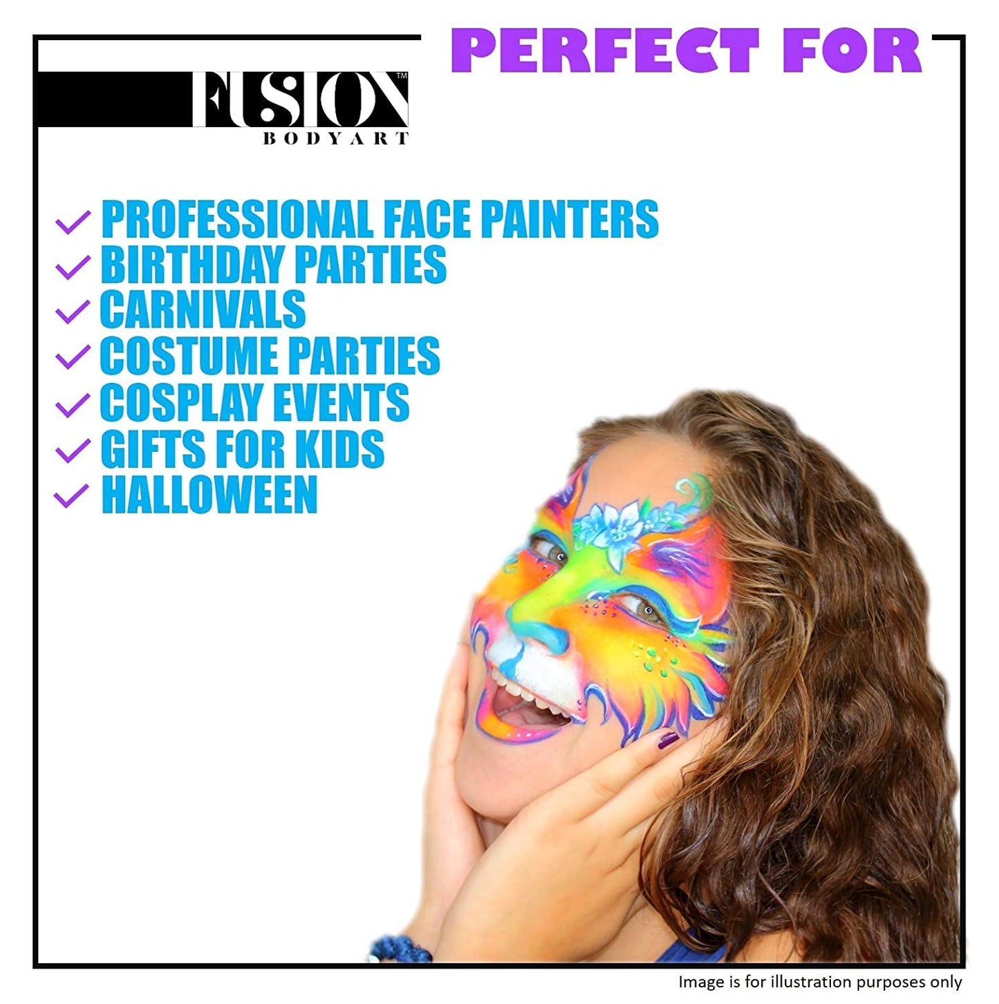 Fusion Body Art Pro Face Paint | Prime Magic Magenta (32gm), Professional Quality Water Activated Face and Body Paint Supplies Single Makeup Cake Beauty & Personal Care FUSION BODY ART