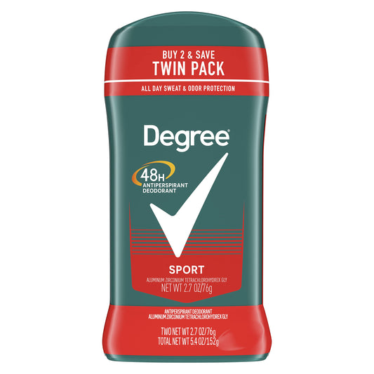 Degree Men Original Protection Antiperspirant Deodorant 48-Hour Sweat & Odor Protection Sport Antiperspirant For Men 2.7 oz Twin Pack Beauty and Personal Care Degree