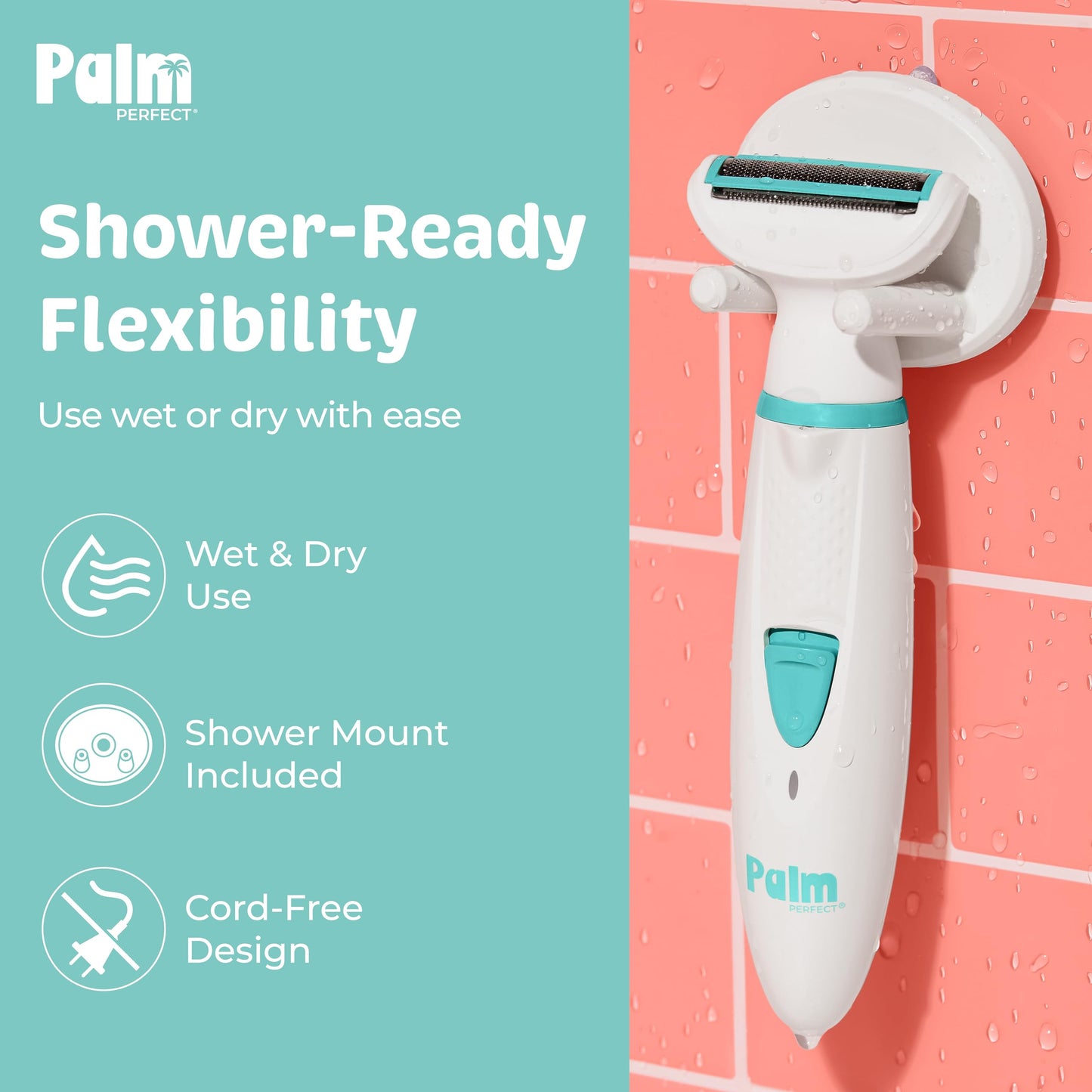 PalmPerfect Rechargeable Shaver for Women - Waterproof Electric Razor with Built-in LED Light - Includes Space-Saving Shower Wall Mount and USB Beauty and Personal Care palmperfect