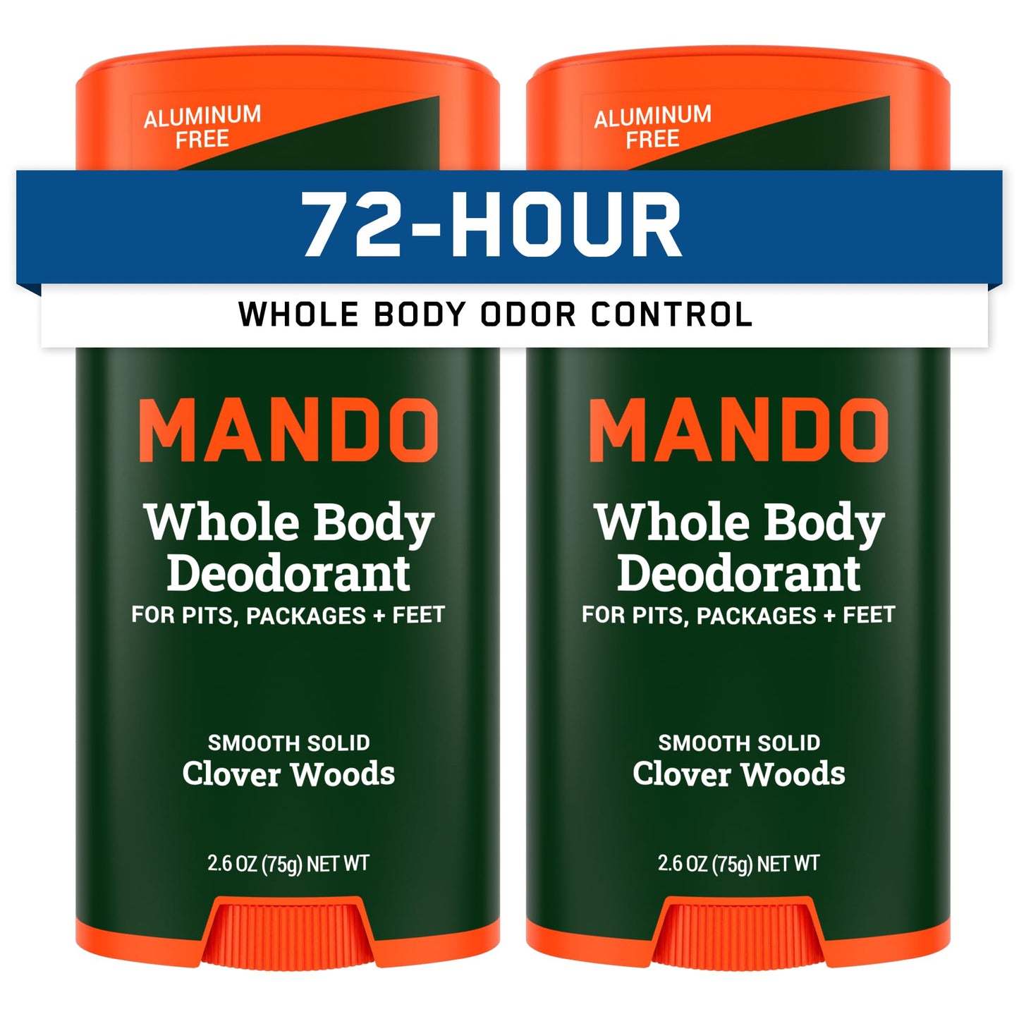 Mando Whole Body Deodorant For Men - Smooth Solid Stick - 72 Hour Odor Control - Aluminum Free, Baking Soda Free, Skin Safe - 2.6 Ounce (Pack of 2) Beauty and Personal Care Mando