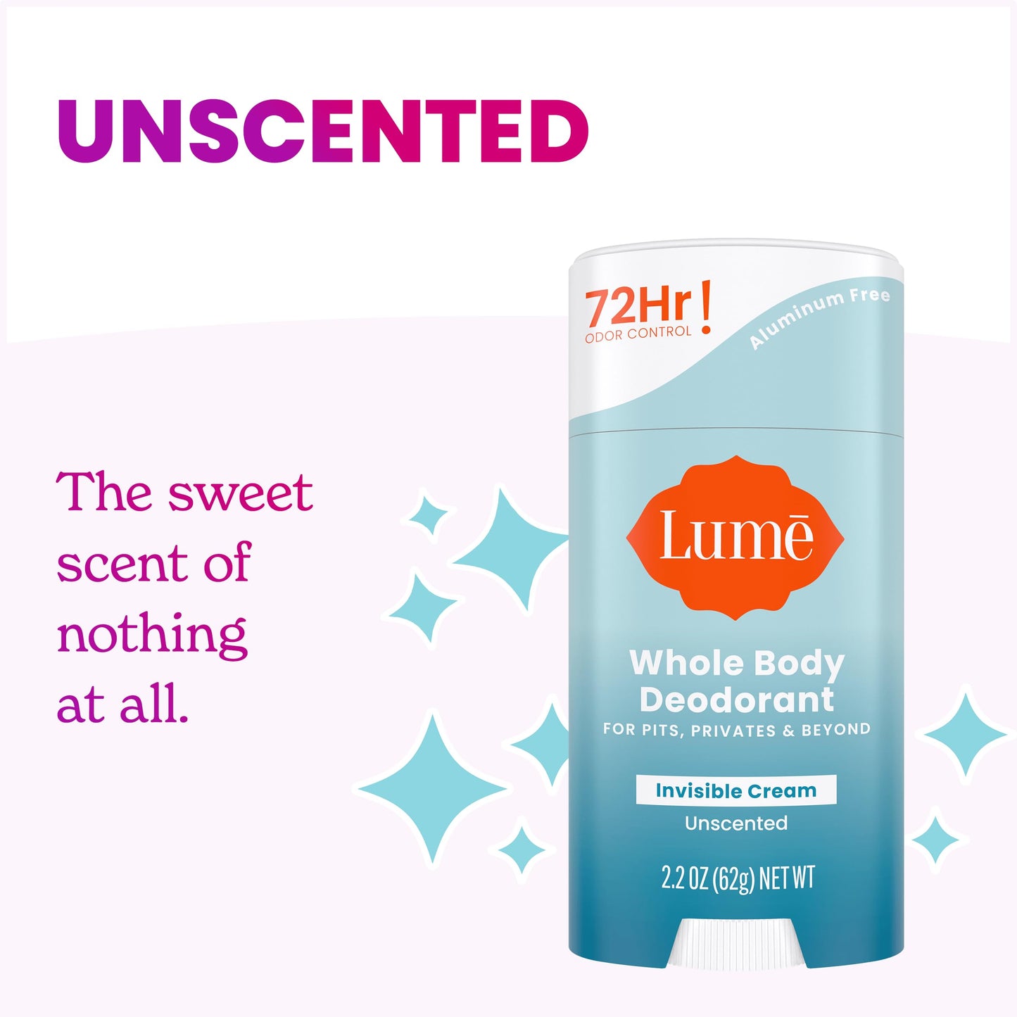 Lume Whole Body Deodorant - Invisible Cream Stick - 72 Hour Odor Control - Aluminum Free, Baking Soda Free, Skin Safe - 2.2 Ounce (Pack of 2) Beauty and Personal Care Lume