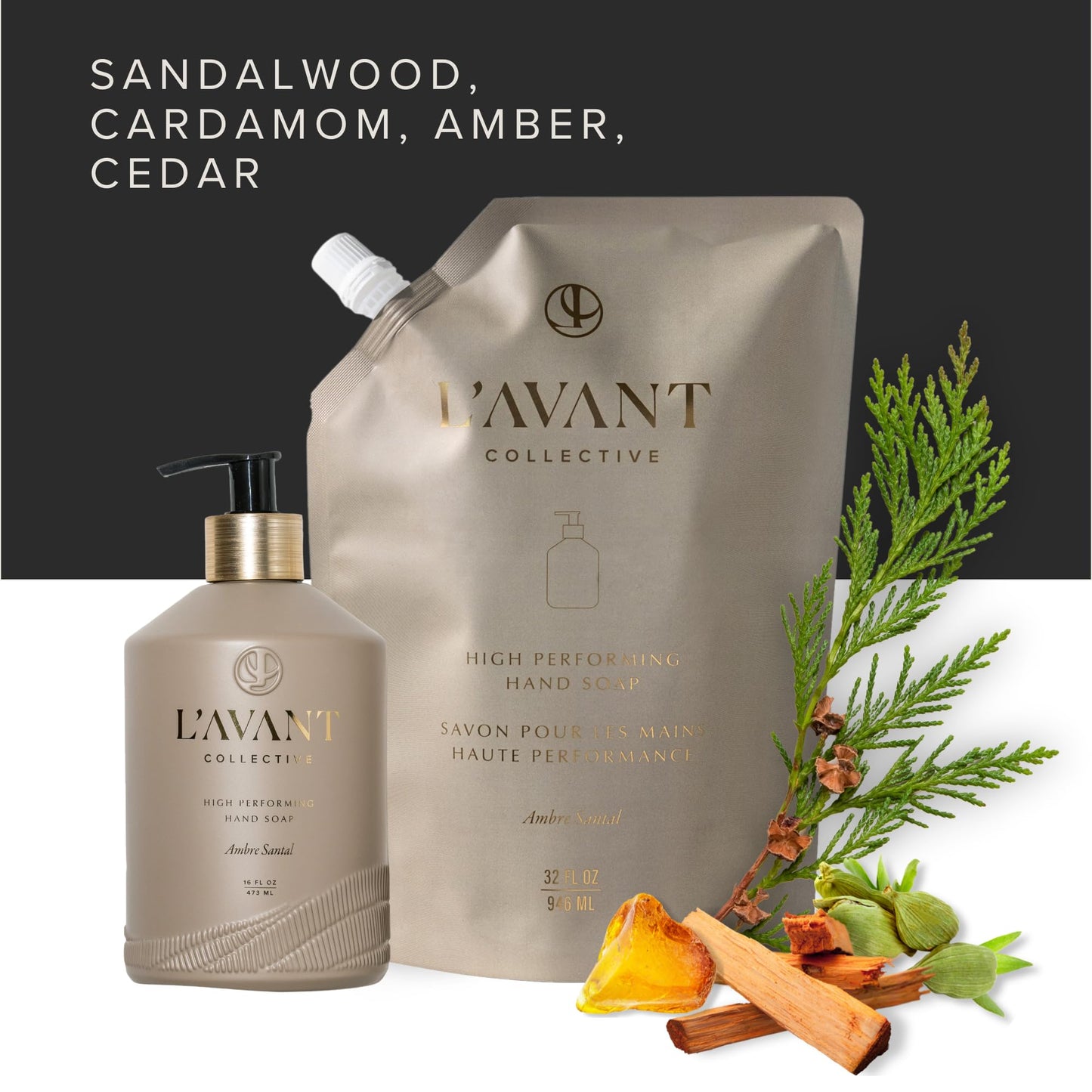 L'AVANT Collective Natural Luxury Hand Soap | Plant-Based, Non-Toxic & Moisturizing, Safe for Kids & Pets, Refillable Glass Bottle with Pump, 16 Fl Beauty & Personal Care L'AVANT Collective