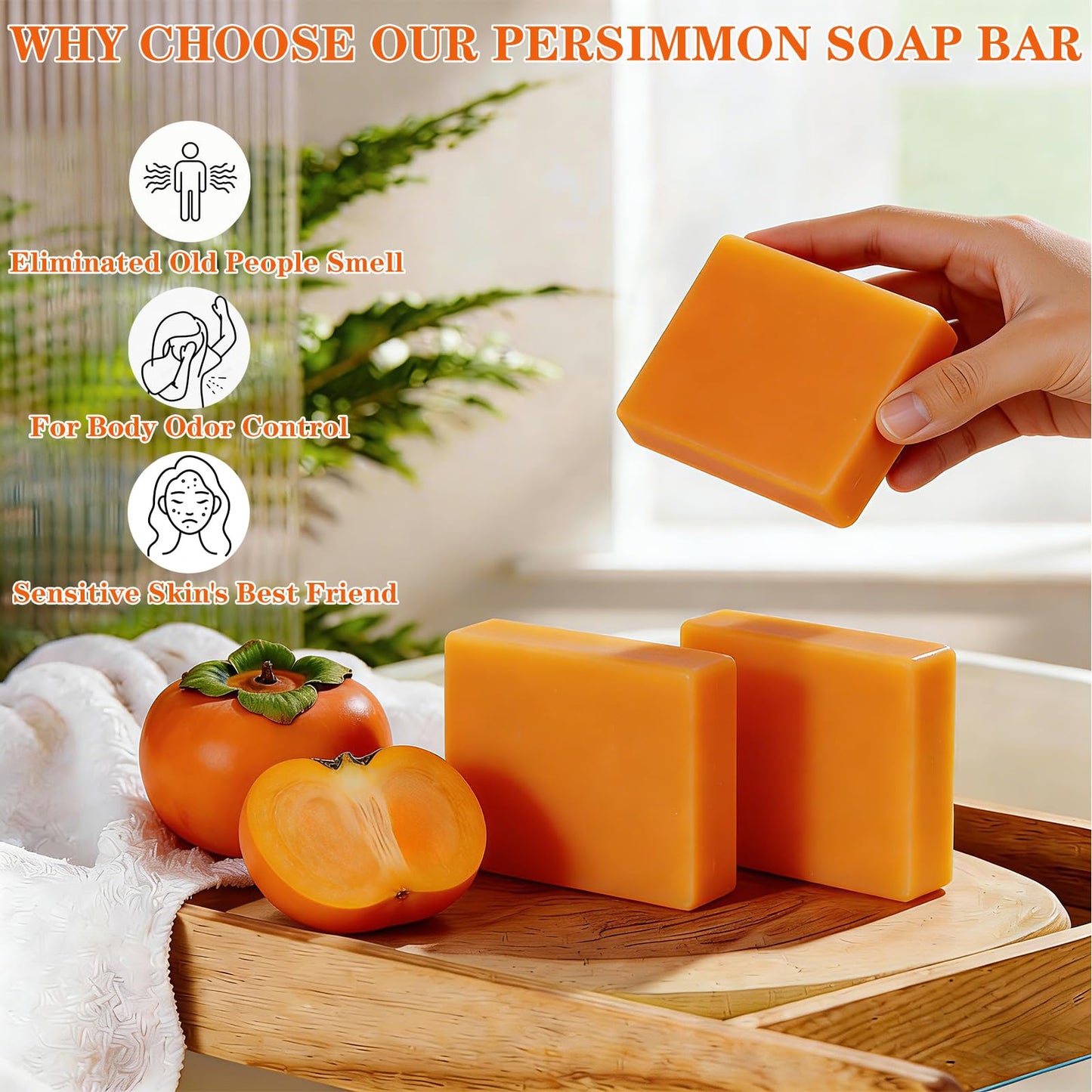 forvirness 6 PCS Persimmon Soap Bar for Body Odor Control, Natural Deodorant Body Bar Soap for Old People Smell, Odor Wash Soap with Japanese Beauty & Personal Care forvirness