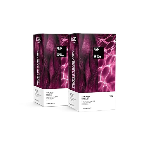 IGK Permanent Hair Color Kit | RRV Truth or Dare - Intense Fuchsia | 100% Gray Color Coverage + Strengthen + Shine | Ammonia Free Beauty & Personal Care IGK