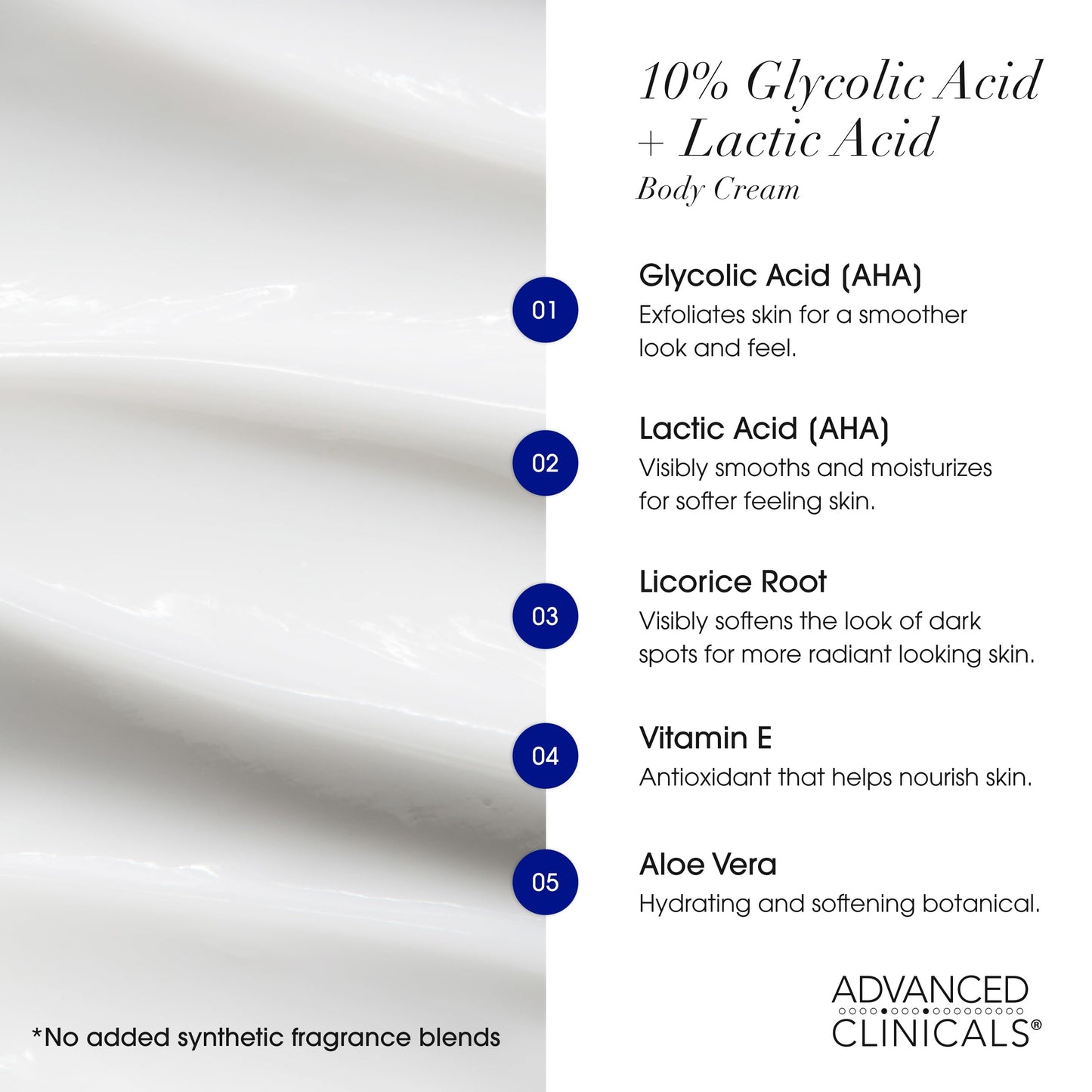 Advanced Clinicals 10% Glycolic Acid + Lactic Acid Lotion Exfoliant Moisturizing Cream With Hyaluronic Acid Moisturizer | AHA Exfoliating Body Cream Beauty & Personal Care Advanced Clinicals
