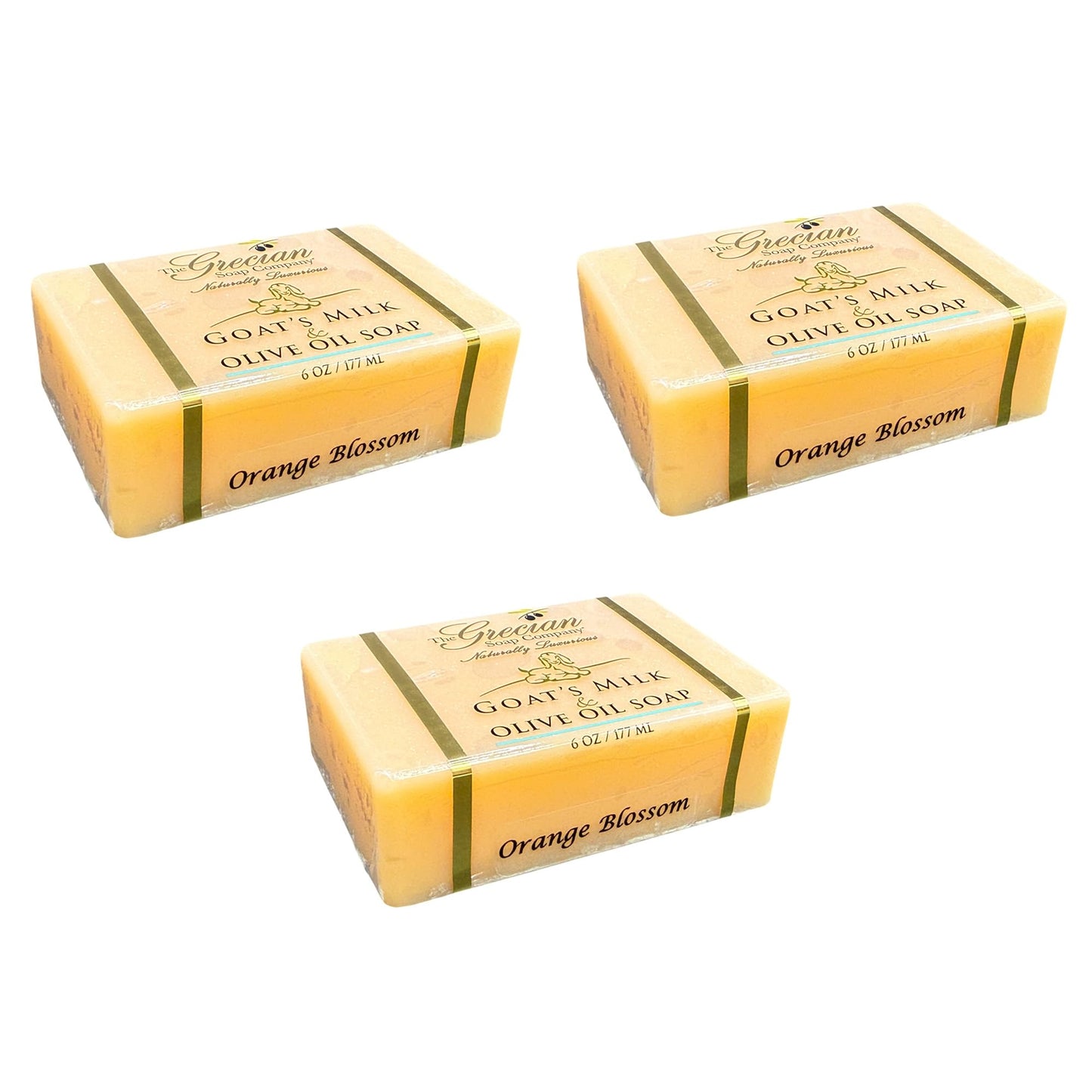 Grecian Goats Milk & Olive Oil Soap Bar 3-pack Orange Blossom Scent: Handmade, All-Natural, Soap for Dry & Sensitive Skin, Anti-Aging, pH-Balanced Beauty & Personal Care The Grecian Soap Company