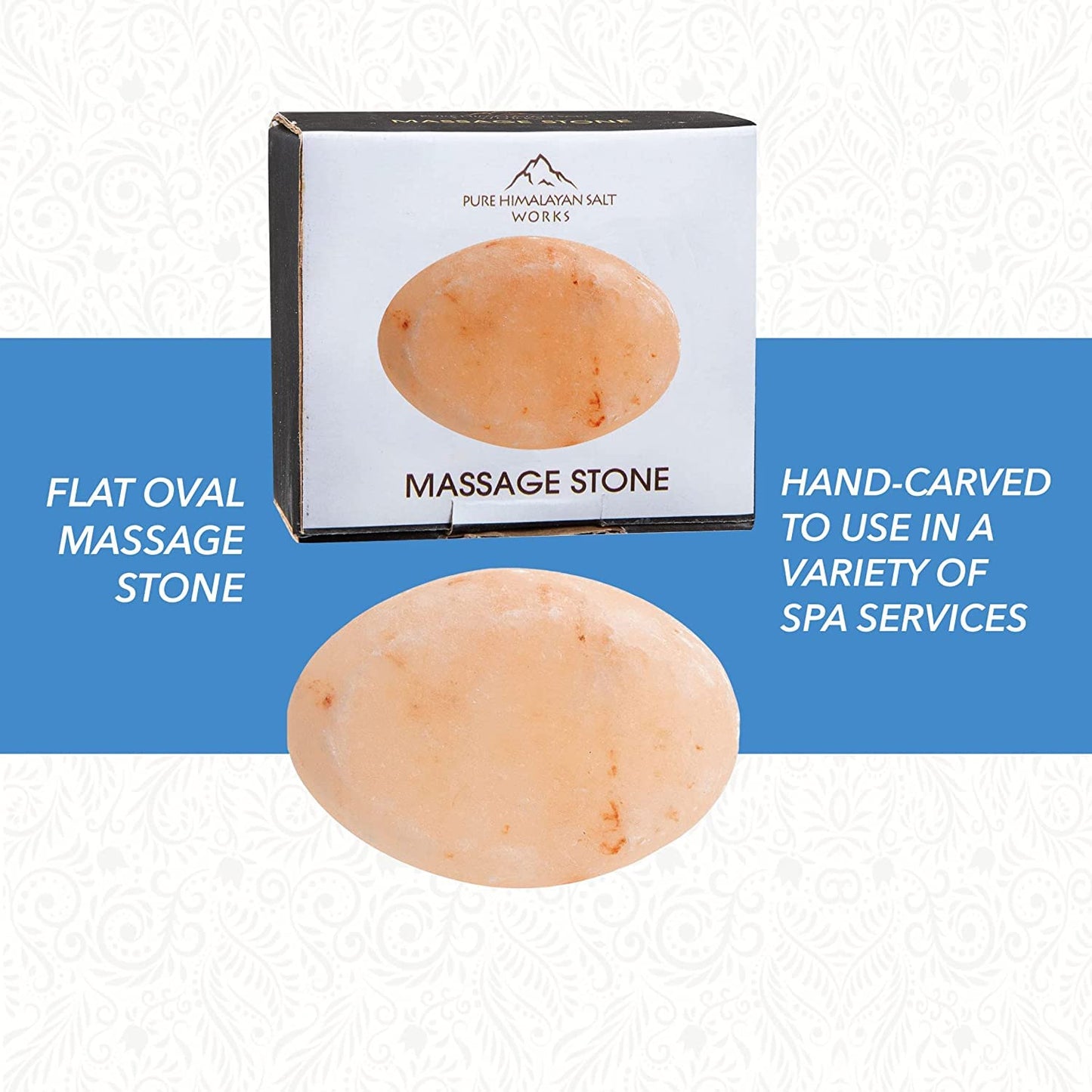 Pure Himalayan Salt Works Flat Oval Massage Stone, Pink Crystal Hand-Carved Stone for Massage Therapy, Deodorant and Salt and Sugar Scrubs, 2.5” W x Beauty and Personal Care Pure Himalayan Salt Works