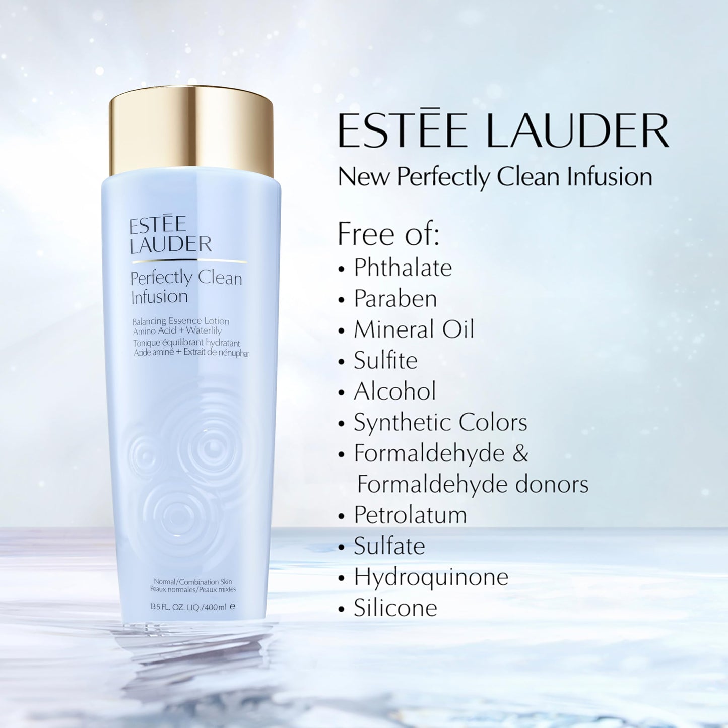 Estée Lauder Perfectly Clean Infusion Balancing Skin Essence Face Lotion Toner with Amino Acid + Waterlily, 13.5 Fl Oz Beauty & Personal Care Estée Lauder