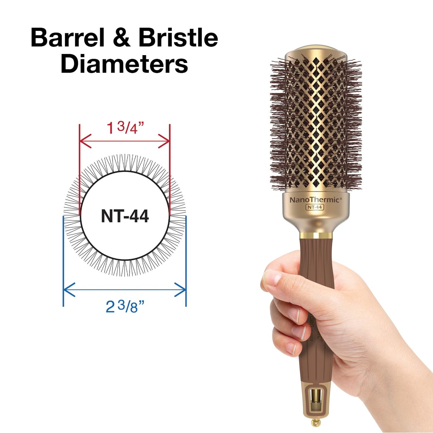 Olivia Garden NanoThermic Ceramic + Ion Round Thermal Hair Brush - Not Electrical - Professional Blowout Brush for Normal to Thick Hair, NT-44 1 3/4" Beauty and Personal Care Olivia Garden