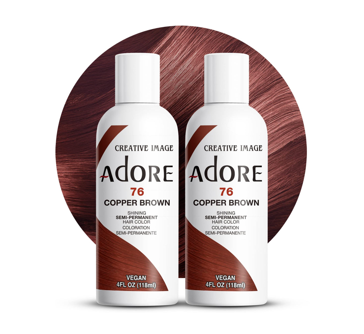 Adore Semi Permanent Hair Color (076 Copper Brown) (2 Pack) | Vegan & Cruelty-Free Brown Hair Dye | No Ammonia, No Peroxide, No Alcohol | 4 Fl Oz Beauty & Personal Care Adore