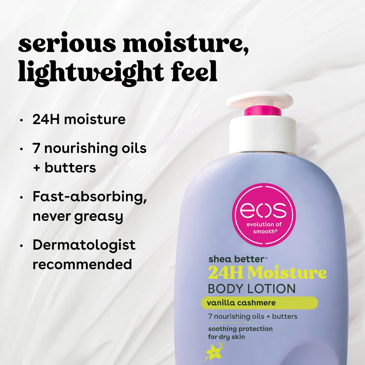 eos 24H Moisture Travel Body Lotion- Vanilla Cashmere, Travel Size Essential, Toiletries, Mini Body Lotion For Dry Skin, 2.5 fl oz Beauty & Personal Care eos