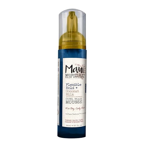 Maui Moisture Flexible Hold + Coconut Milk Curl Foam Mousse, for Curly Hair Styling, No Drying Alcohols, Parabens or Silicone, 8.5oz Beauty & Personal Care Maui Moisture