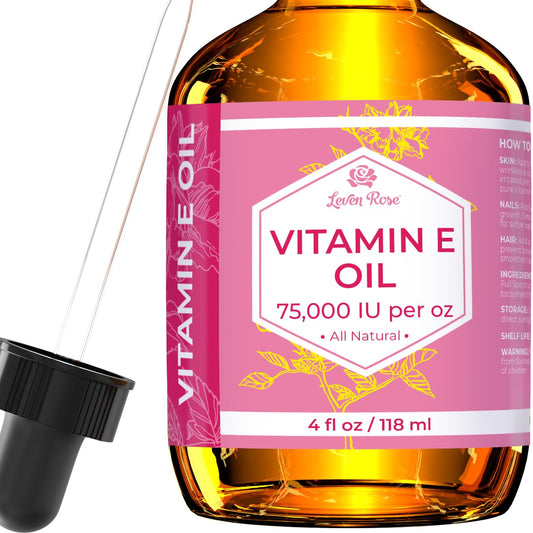 Vitamin E Oil by Leven Rose 75,000 IU per oz 100% Natural, Organic, Pure Vitamin E Oil for Skin, Face, Hair, Nails, and Scars, 4 oz Beauty & Personal Care Leven Rose