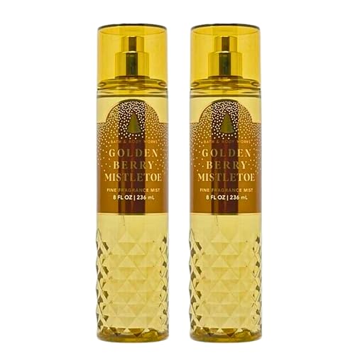Bath & Body Works Fine Fragrance Mists, Set of 2, 8oz Each Bottle (Golden Berry Mistletoe) Beauty & Personal Care Bath & Body Works