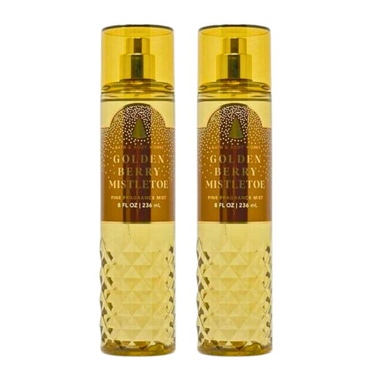 Bath & Body Works Fine Fragrance Mists, Set of 2, 8oz Each Bottle (Golden Berry Mistletoe) Beauty & Personal Care Bath & Body Works