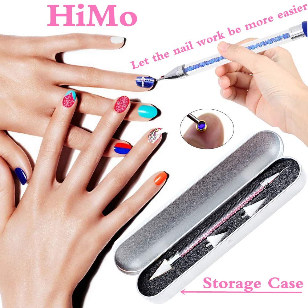 Nail Rhinestone Picker Dotting Tool with Extra 2 Wax Head, Dual-ended DIY Nail Art Tool With Pink Acrylic Handle Beauty and Personal Care HiMo