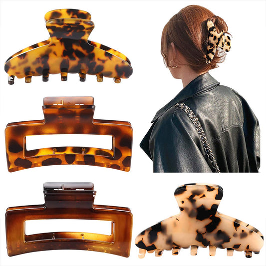 PHALIN Large Tortoise Shell Hair Clip Claws for Women Girls Jumbo Acetate Hair Catch Barrettes Strong Hold French Designed Hair Jaw Clamps for Thick Beauty & Personal Care PHALIN