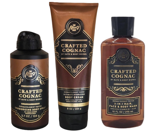 Bath & Body Works The Men's Shop - Crafted Cognac 3 Piece Body Care Set - Spray, Cream, and Wash Beauty and Personal Care Bath & Body Works
