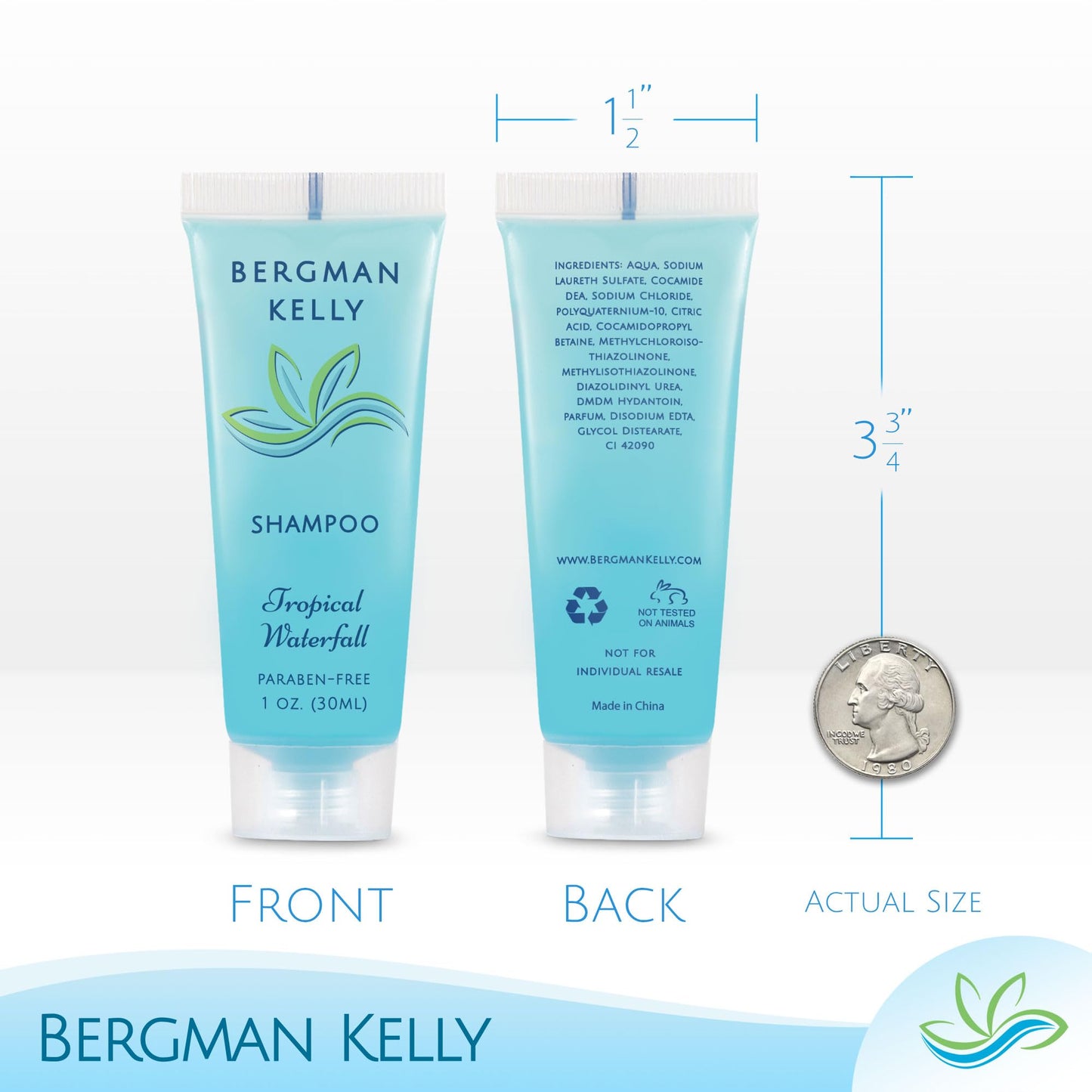 Bergman Kelly - Travel Shampoo and Conditioner Set - 1 fl oz, 100 Pieces, Tropical Waterfall - Delight Your Guests with Invigorating and Refreshing Beauty & Personal Care BERGMAN KELLY