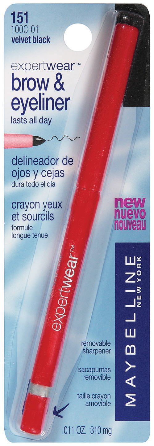 Maybelline Expert Wear Brow & Eyeliner Pencil, Velvet Black, 0.01 oz.