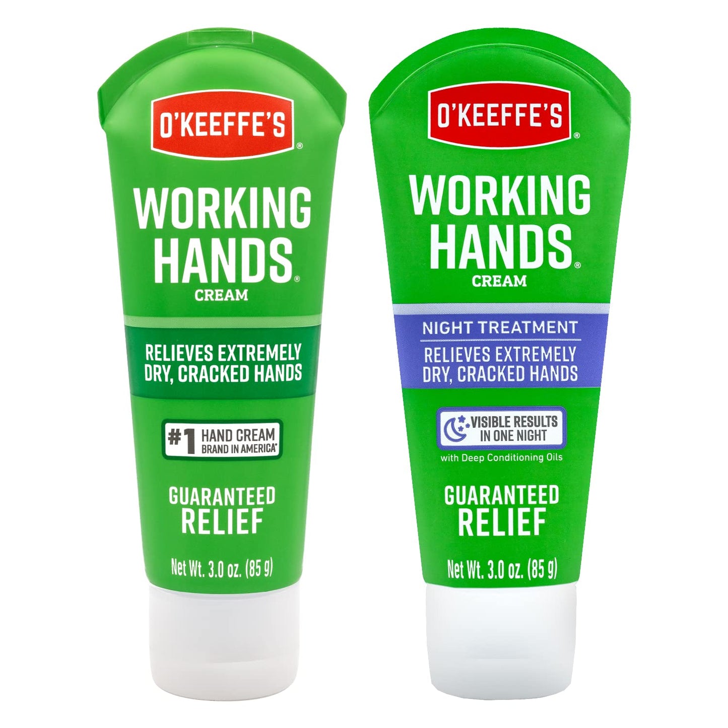 O'Keeffe's Working Hands Hand Cream Plus Night Treatment Cream Bundle - 3 oz Tubes (2 total) - Repairing Skincare for Cracked, Dry Hands Beauty & Personal Care O'Keeffe's
