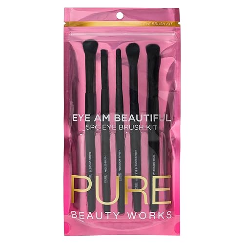 Pure Beauty Works Eye Am Beautiful 5pc Eye Brush Kit - Synthetic Bristles - Blending, Eyeshadow, Precision, Soft Blending, Angled - Makeup Brush Set Beauty & Personal Care Pure Beauty Works