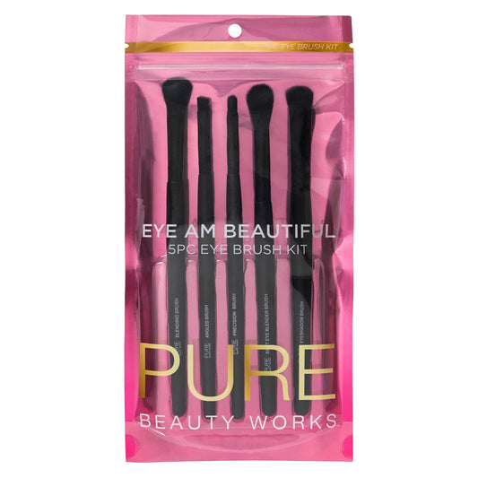 Pure Beauty Works Eye Am Beautiful 5pc Eye Brush Kit - Synthetic Bristles - Blending, Eyeshadow, Precision, Soft Blending, Angled - Makeup Brush Set Beauty & Personal Care Pure Beauty Works