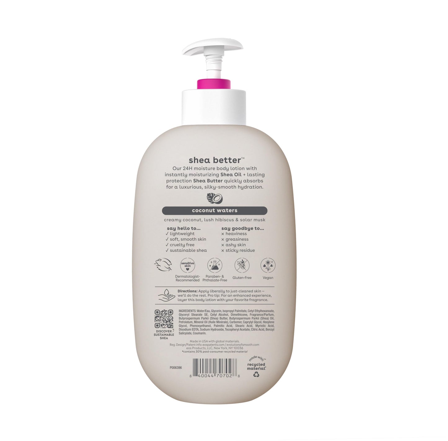 eos Shea Better Body Lotion Coconut Waters 16oz – 24H Moisture, Lightweight & Non-Greasy, Natural Shea, Vegan Coconut Body Lotion Beauty & Personal Care eos