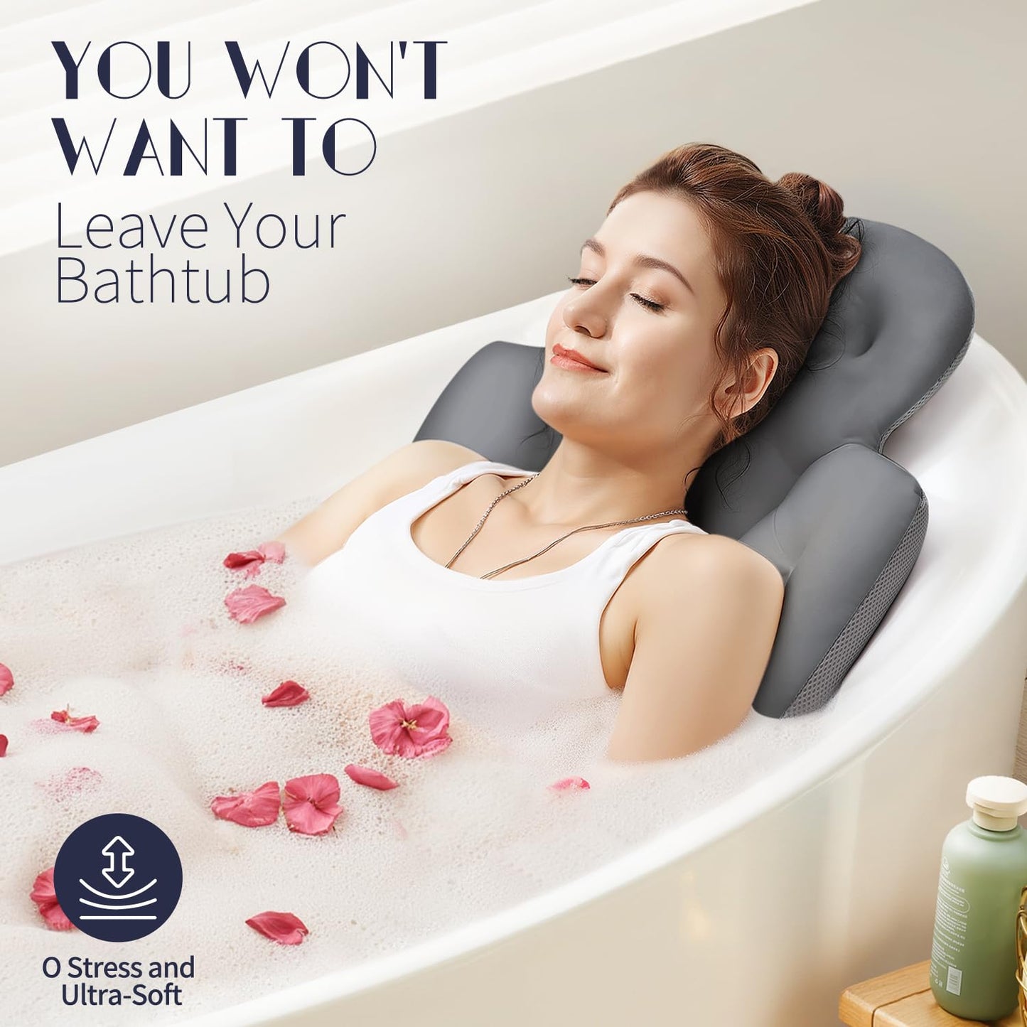 Full Body Bath Pillow for Bathtub, Thick Bathtub Cushion, Luxury Tub Pillow for Bath for Headrest Neck and Back Support Gray 56" x 16" Beauty and Personal Care VOXOR