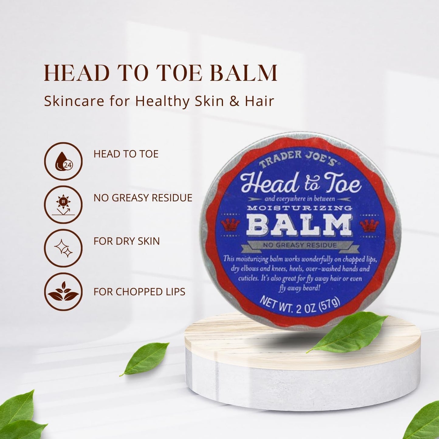 Trader Joe's Head to Toe Moisturizing Balm and Beard Balm 2 Ounce, 3-Pack Beauty and Personal Care Trader Joe's