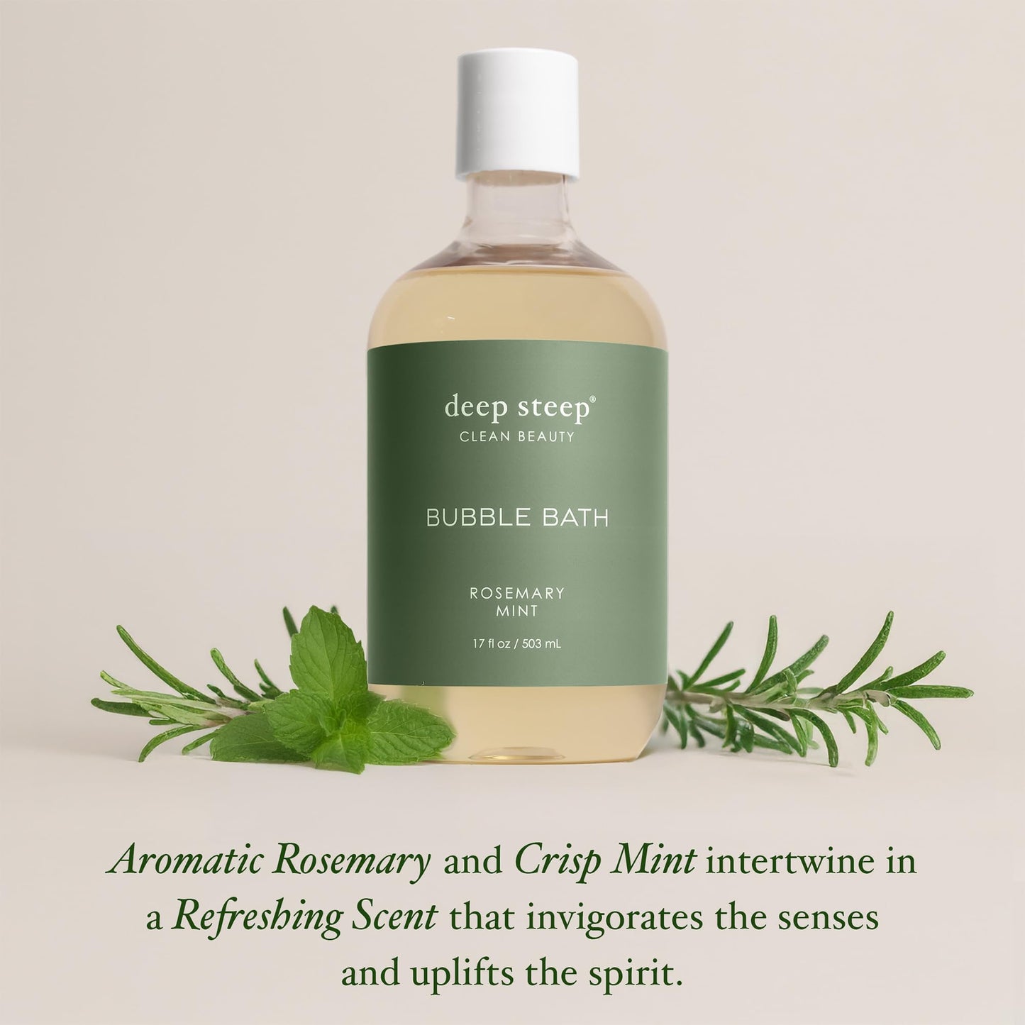 Deep Steep Bubble Bath, Rosemary Mint 17 oz (Pack of 2) - Hypoallergenic, Clinically Tested Soothing Soak with Shea Butter & Argan Oil - Sulfate-Free Beauty & Personal Care Deep Steep