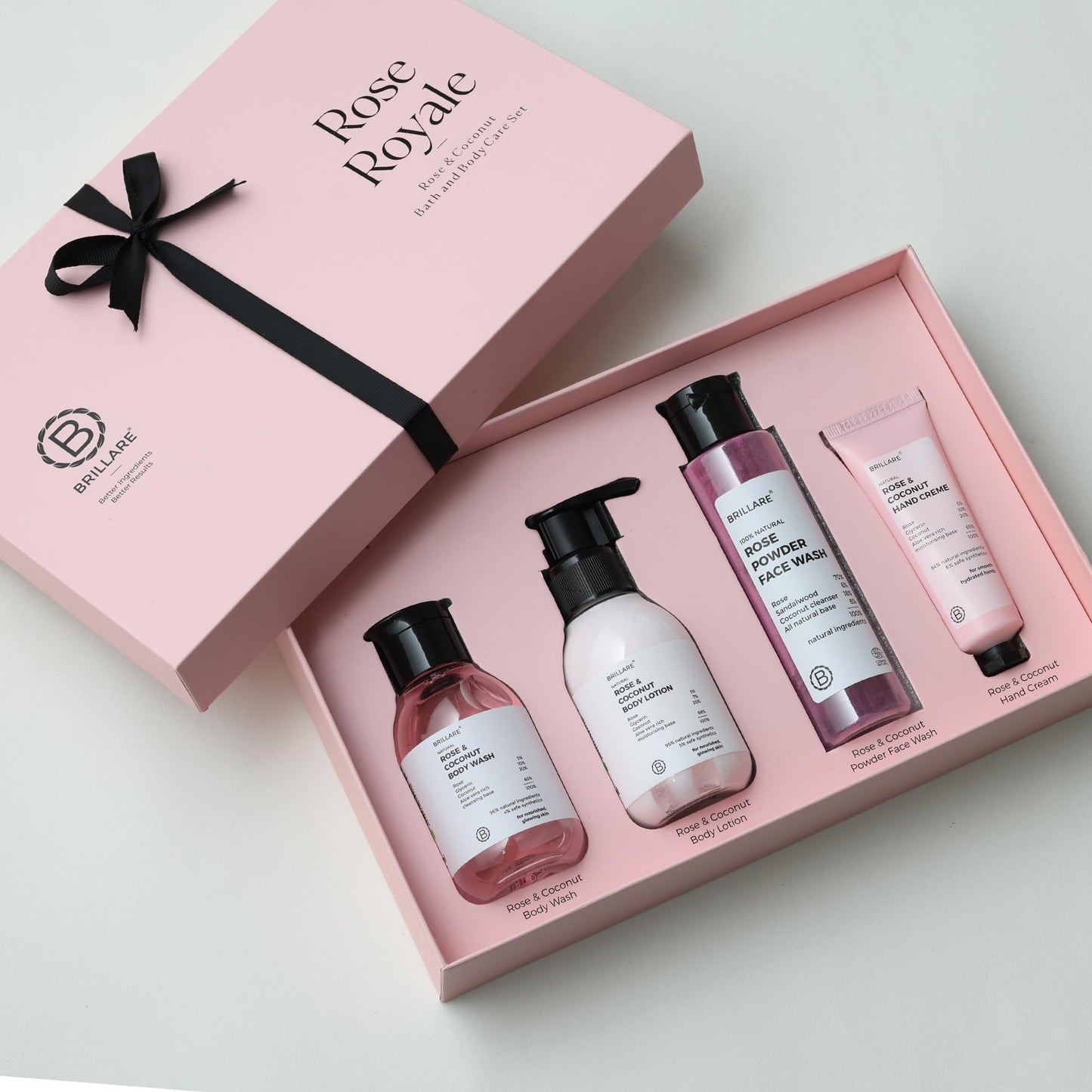 BRILLARE Rose Royale Gift Box - Rose Body Wash, Body Scrub, Face Wash & Face Scrub Beauty and Personal Care BRILLARE