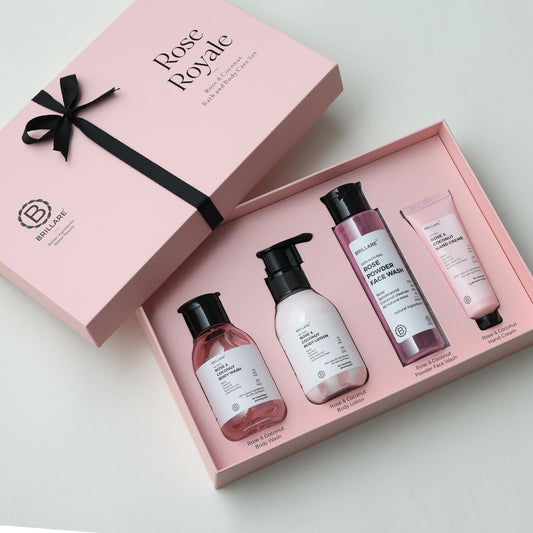 BRILLARE Rose Royale Gift Box - Rose Body Wash, Body Scrub, Face Wash & Face Scrub Beauty and Personal Care BRILLARE