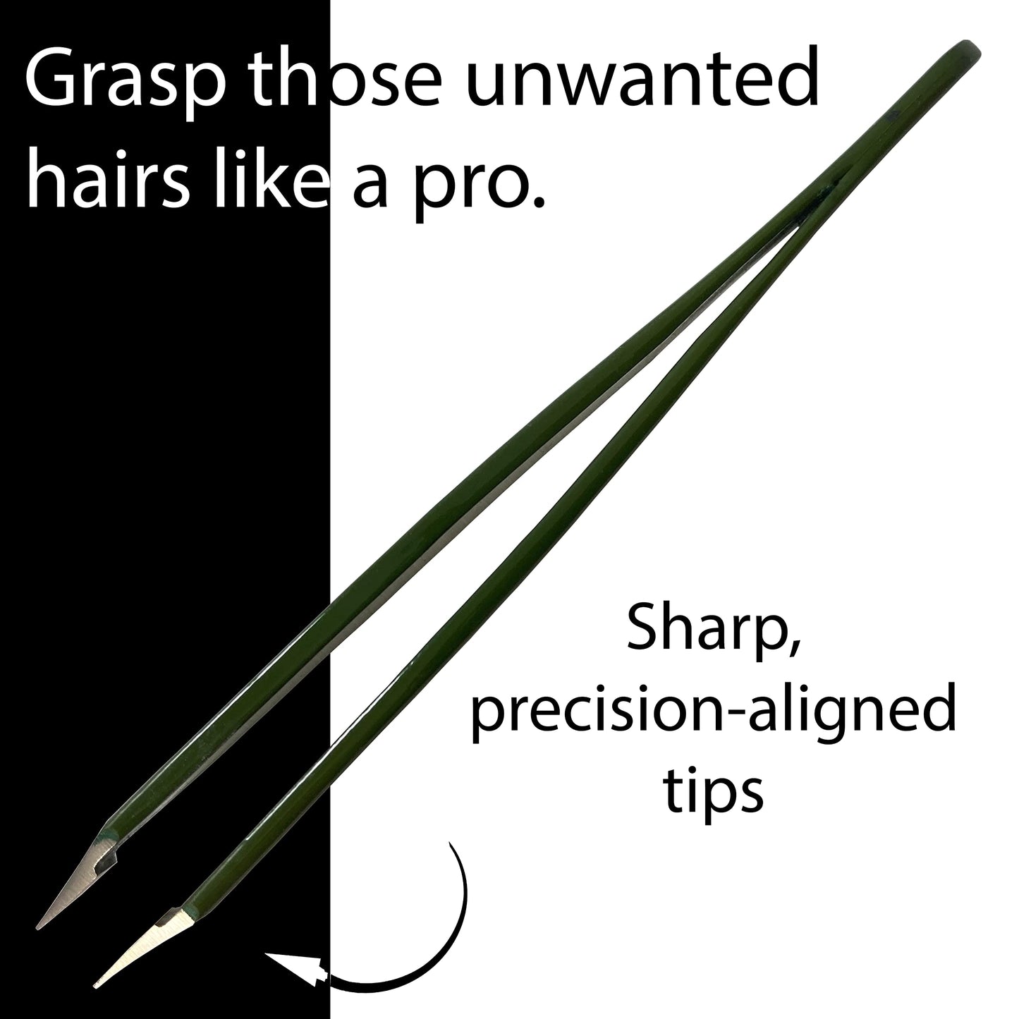 Tweezers - Surgical Grade Stainless Steel - Slant Tip for Expert Eyebrow Shaping and Facial Hair Removal - with Protective Pouch (Army Green) Beauty and Personal Care Zizzili Basics