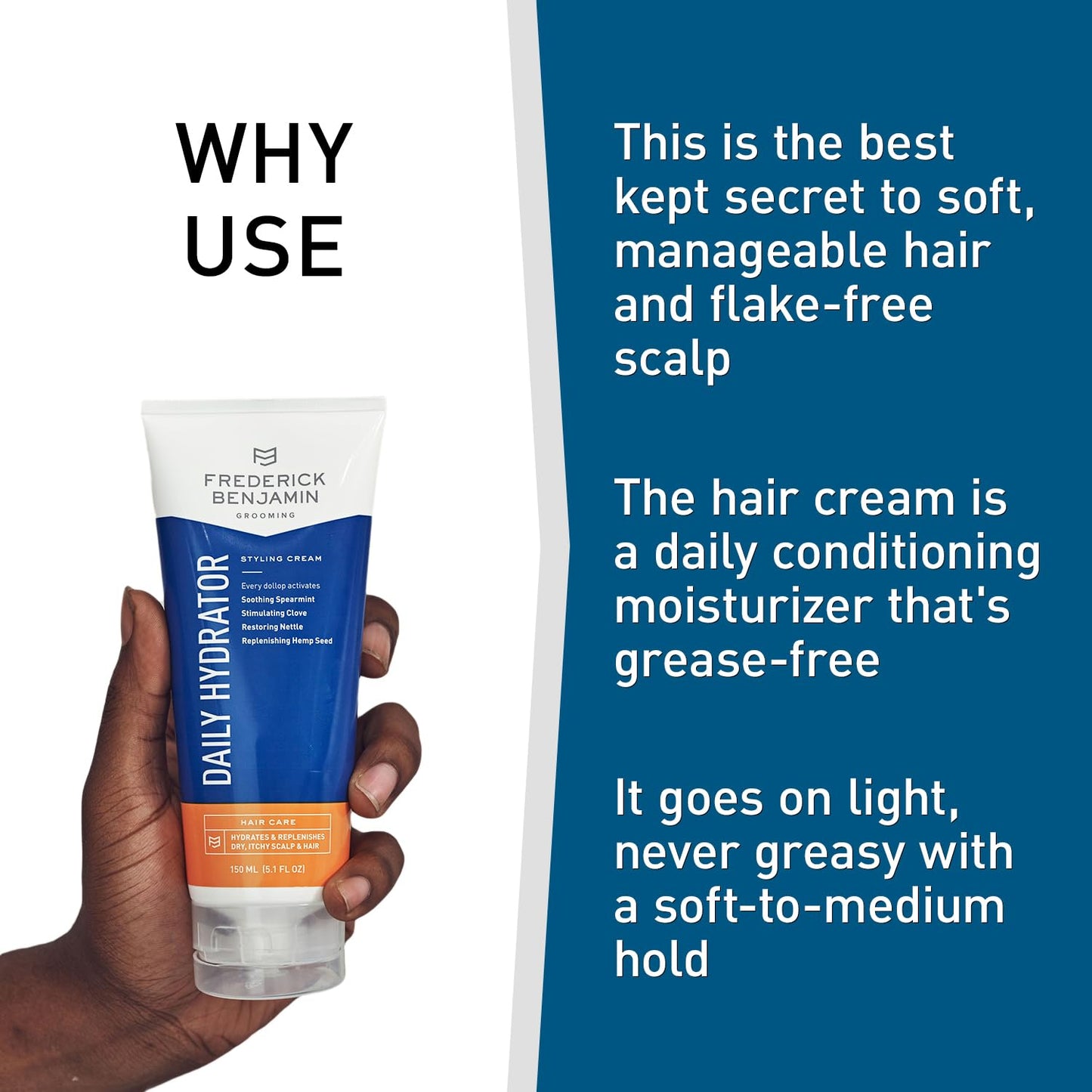 Frederick Benjamin Daily Hydrator, Hydrating Hair Cream with Light Hold, Natural Hair Moisturizer for Men, Hydrates & Replenishes Dry, Itchy Scalp Beauty & Personal Care Frederick Benjamin
