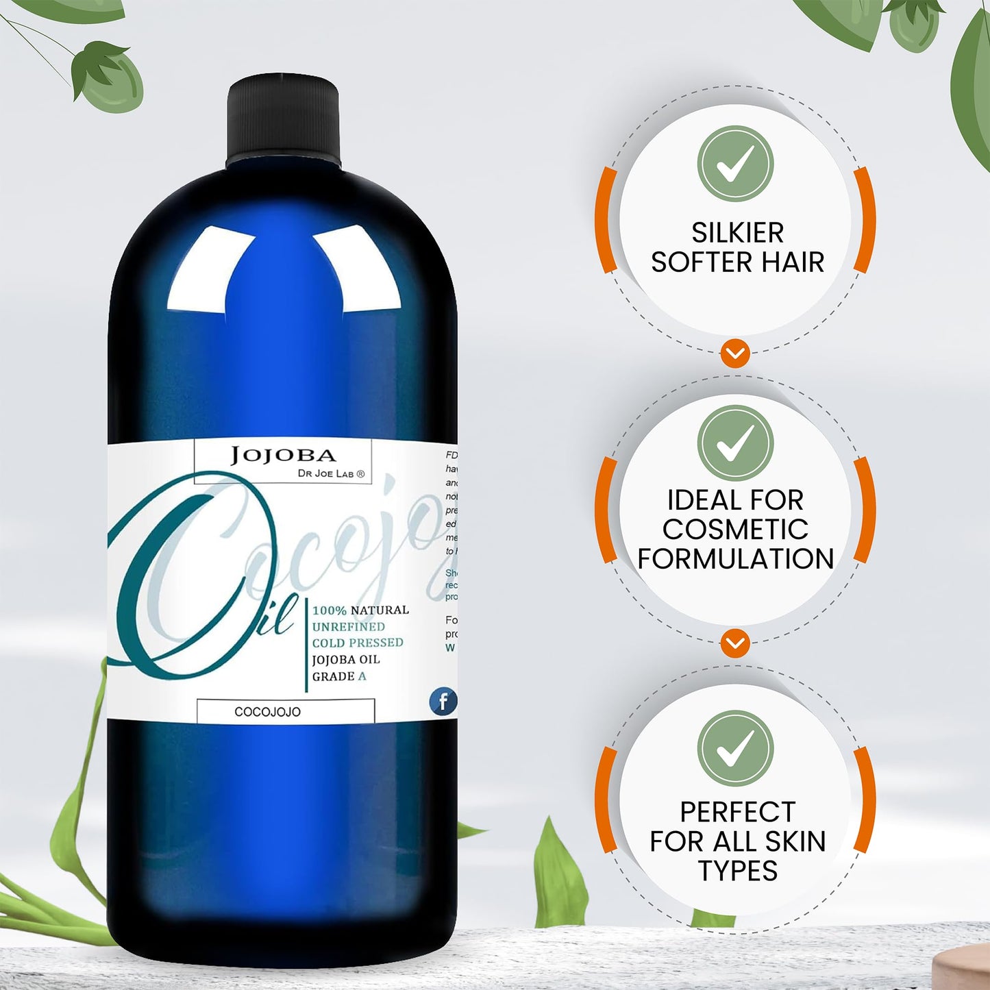 Cocojojo Jojoba Oil Organic, Jojoba Oil for Hair Growth for Skin, Face, 100% Pure Natural, Cold Pressed, Deep Moisturizing Anti-Aging, Essential Oils Beauty & Personal Care cocojojo