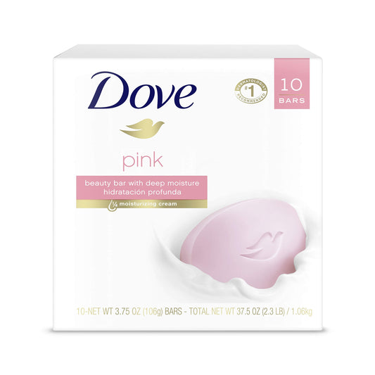 Dove Beauty Bar Gentle Cleanser For Softer and Smoother Skin Pink More Moisturizing Than Ordinary Bar Soap 3.75 oz 10 Bars Beauty & Personal Care Dove