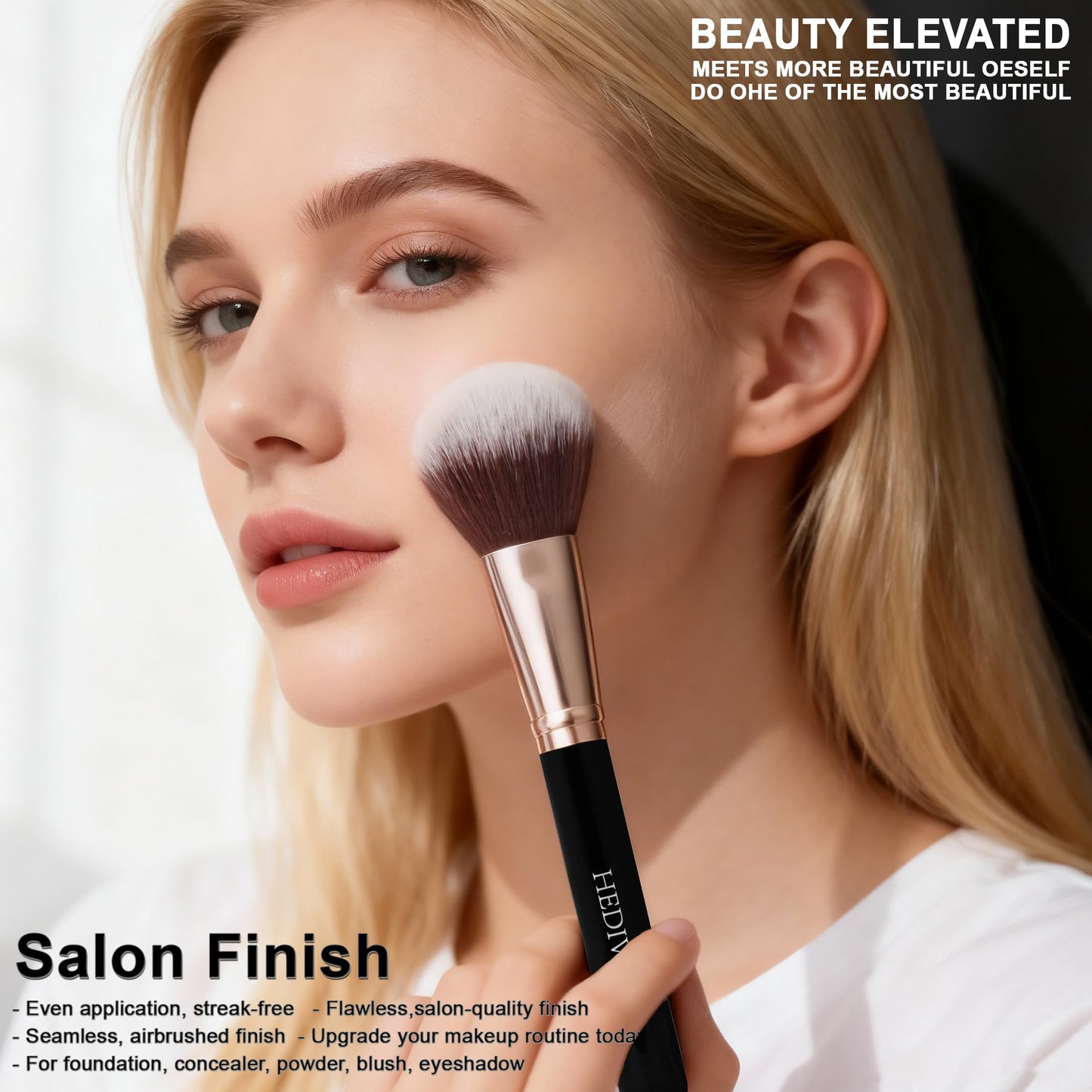HEDIVIA Black Makeup Brushes Set 14 Pcs Professional, Premium Synthetic Foundation Makeup Brush Concealer Powder Blush Eyeshadow Brushes with 2 Powder Beauty and Personal Care HEDIVIA