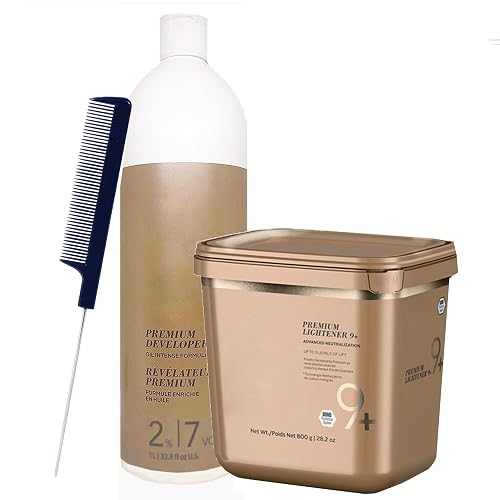 Blonde Me Lightener 9+ Bleach 800g with Blonde Me 2% / 7 Volume Developer 1L and Pin Tail Comb - Professional Hair Bleaching Kit for Subtle Lift Beauty & Personal Care M Hair Designs