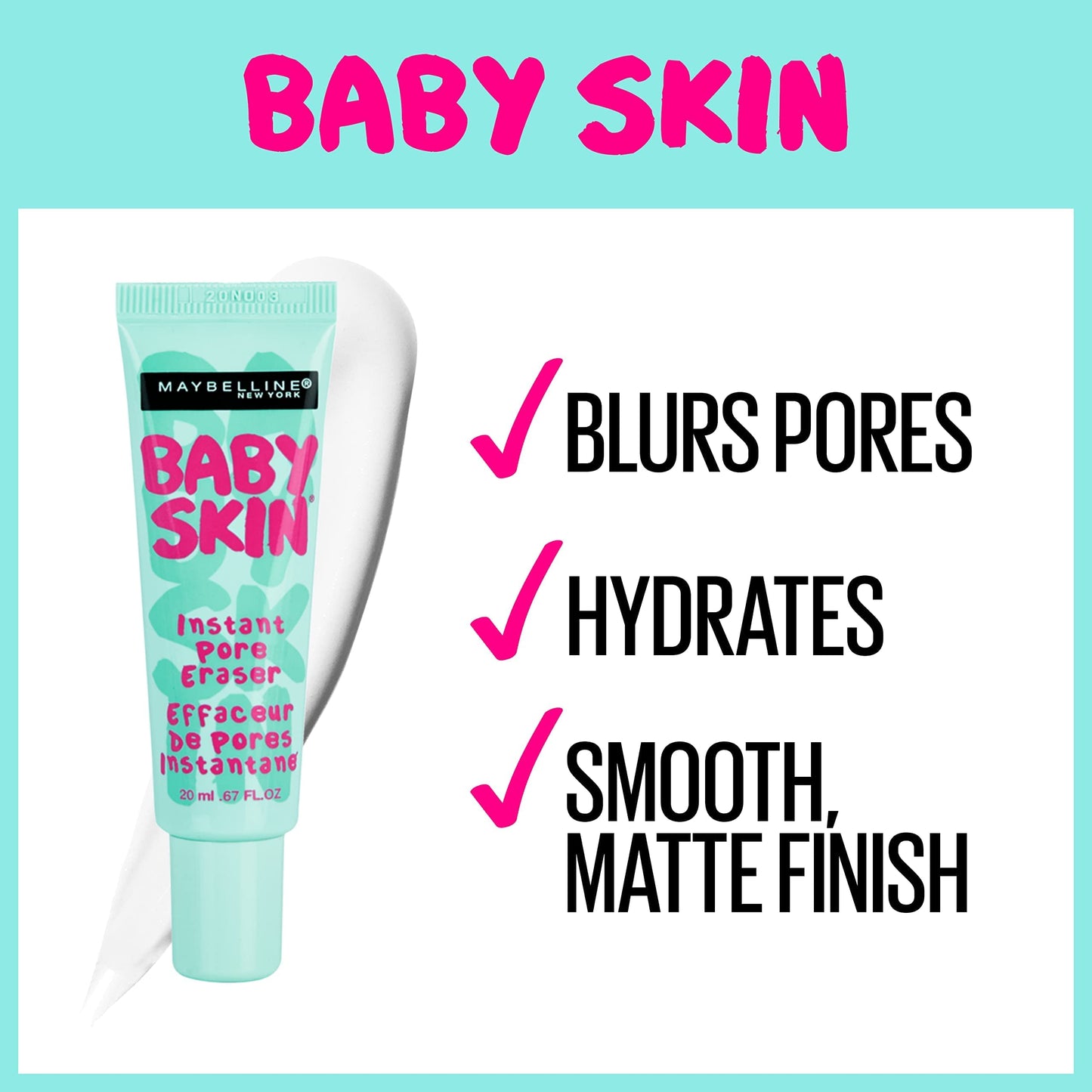 Maybelline Baby Skin Instant Pore Eraser Primer Makeup, Clear, 2 Count Beauty & Personal Care MAYBELLINE