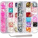 AddFavor 4 Boxes Holographic Nail Sequins Mixed Shapes Iridescent Glitter Flakes Hearts Star Moon DIY Design Manicure Nail Art Decorations Sets Beauty & Personal Care AddFavor